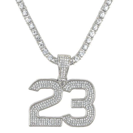 Iced 23 Pendant with 3.5mm Tennis Chain 24" - HC-711**