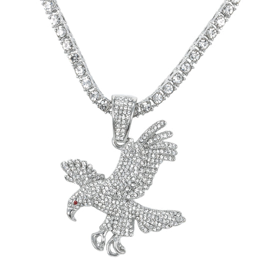 Iced Eagle Pendant with 3.5mm Tennis Chain 24" - HC-714**