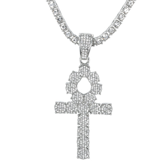 Iced Cross Pendant with 3.5mm Tennis Chain 24" - HC-722**