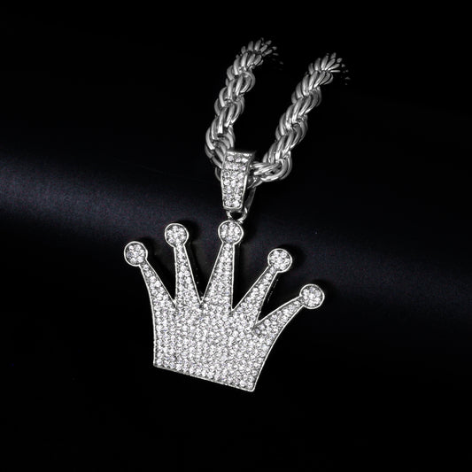 Iced Large Royalty Pendant with 8mm Rope Chain 24" - HC-8057