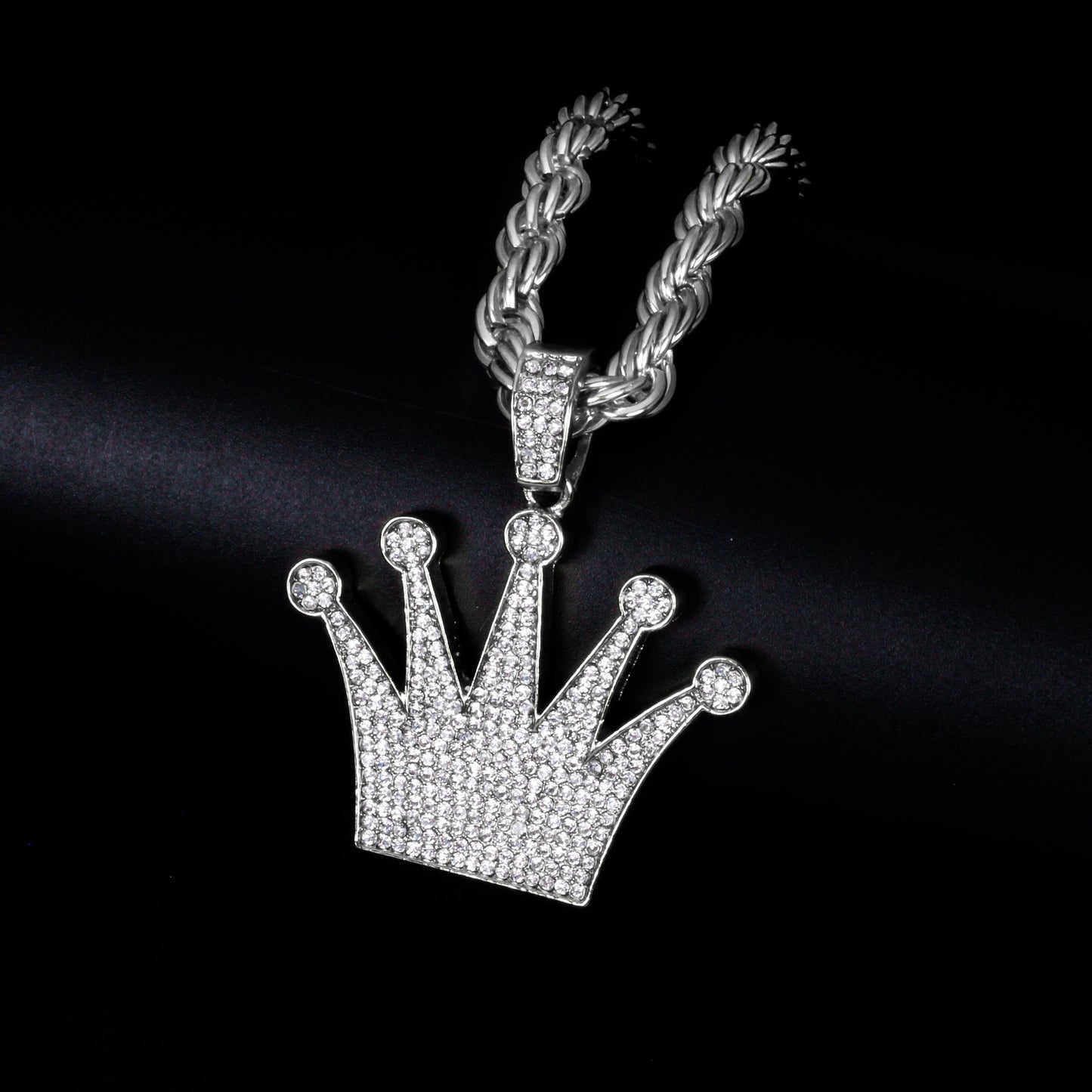 Iced Large Royalty Pendant with 8mm Rope Chain 24" - HC-8057