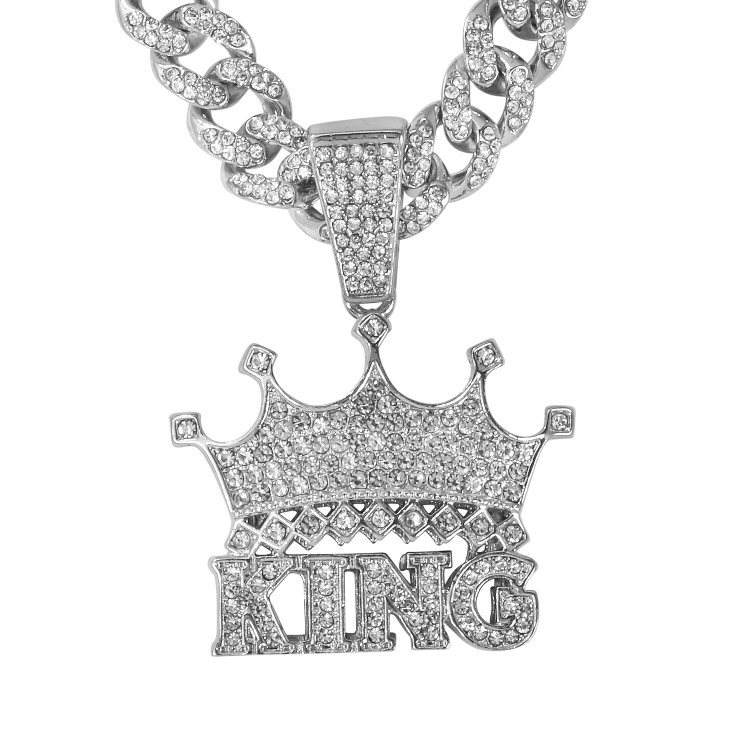 Iced Large King Pendant with 12mm Iced Cuban Chain - HC-9007