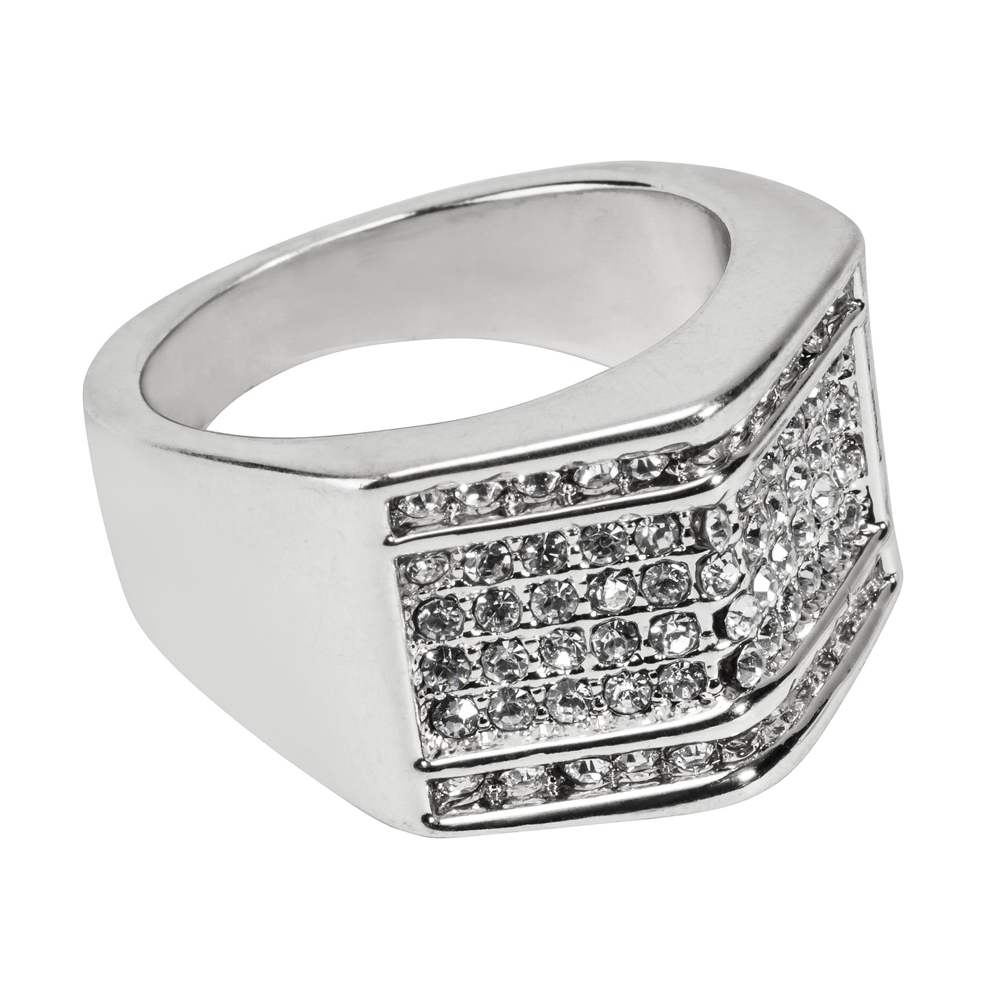 Mens One Size Iced Out Flat Ring - HR-05