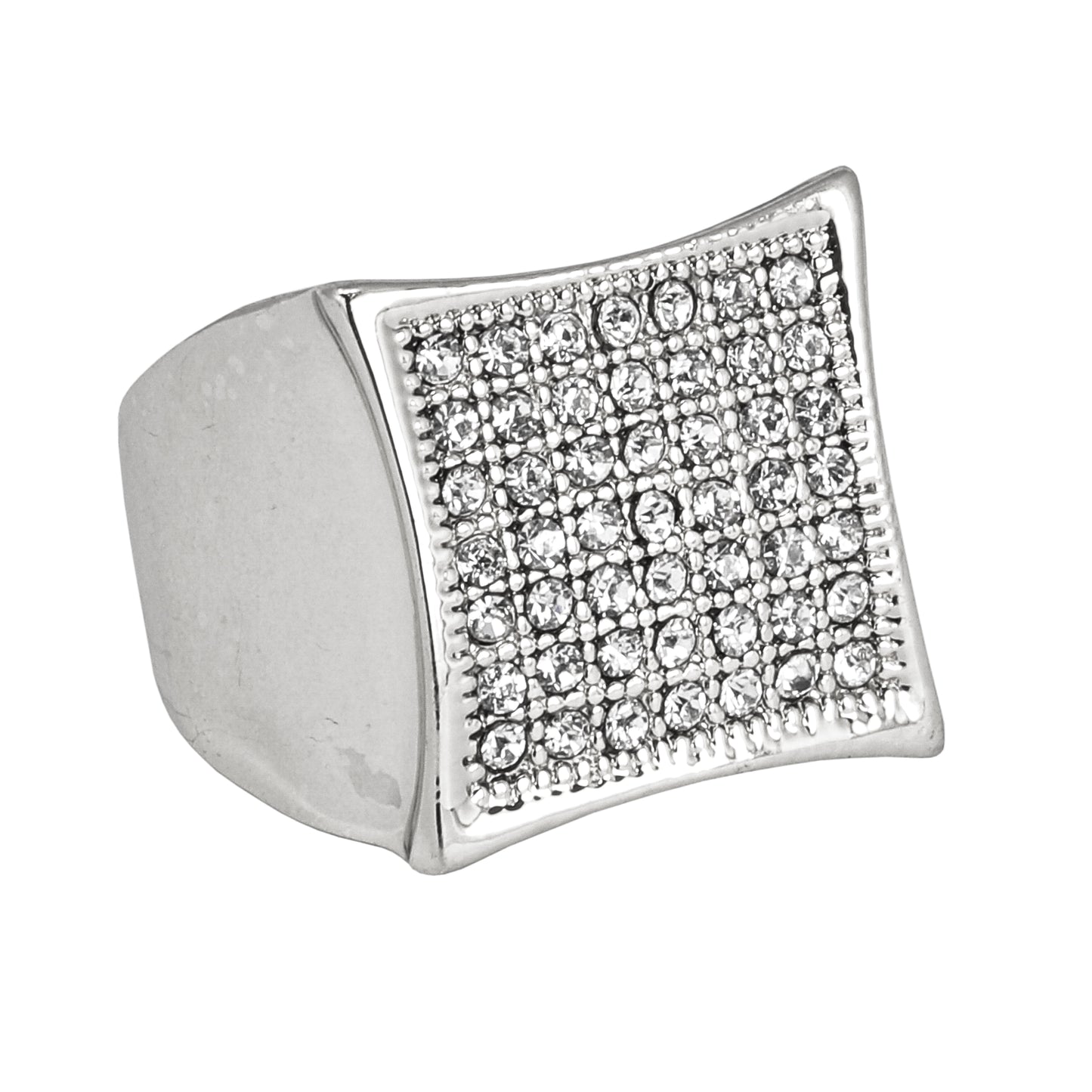 Mens One Size Iced Out Square Ring - HR-08