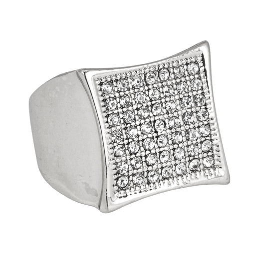 Mens One Size Iced Out Square Ring - HR-08