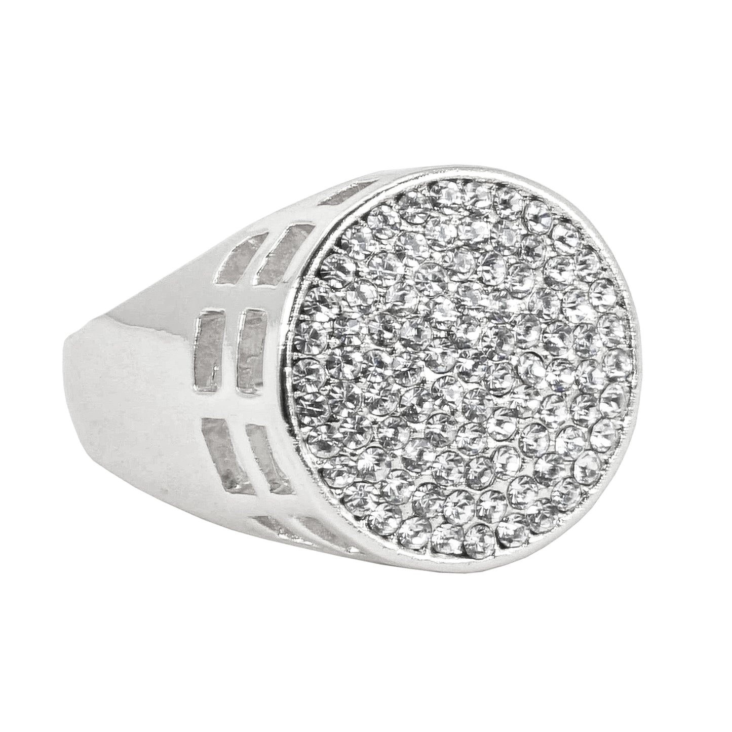 Mens One Size Iced Out Round Ring - HR-10