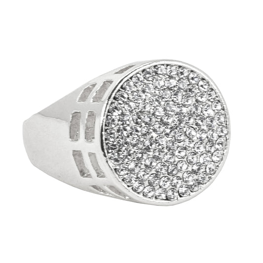 Mens One Size Iced Out Round Ring - HR-10