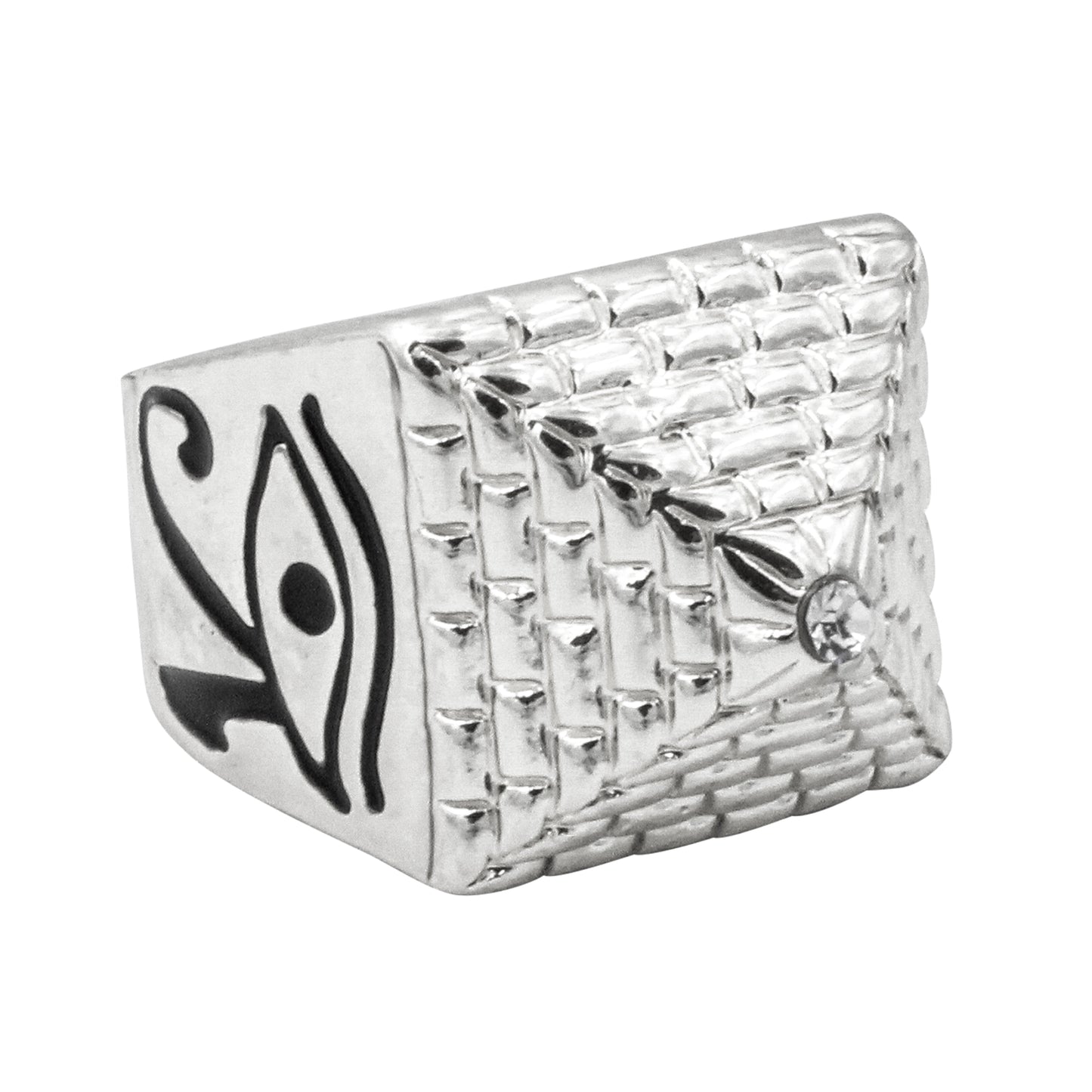 Mens One Size Iced Out Pyramid Ring - HR-15