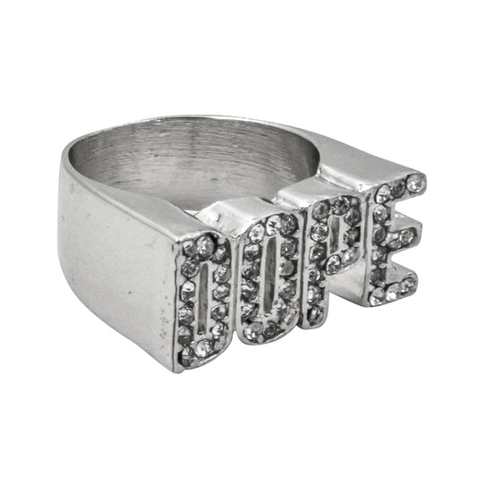 Mens One Size Iced Out DOPE Ring - HR-16