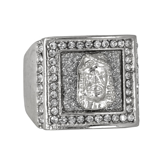 Mens One Size Iced Out Jesus Ring - HR-21