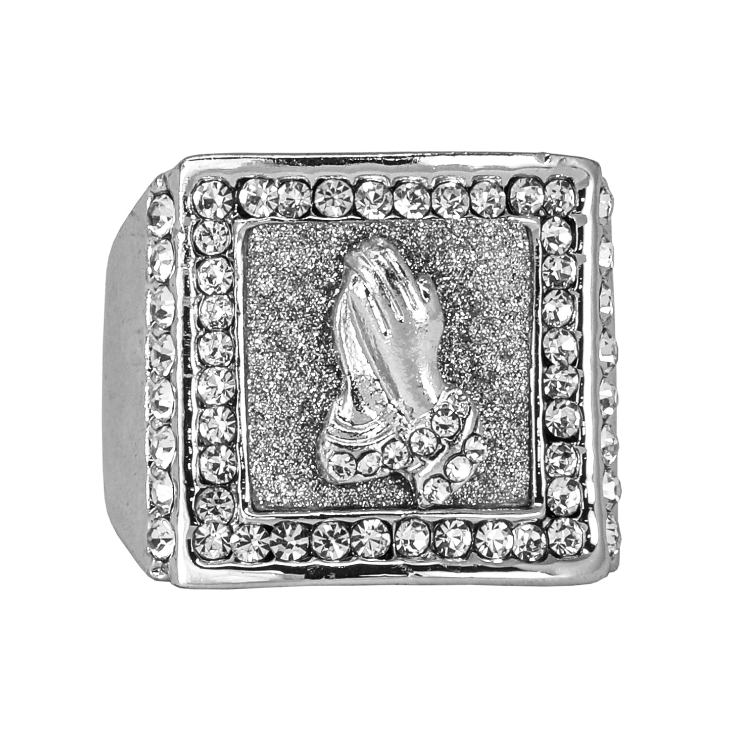 Mens One Size Iced Out Praying Hands Ring - HR-22