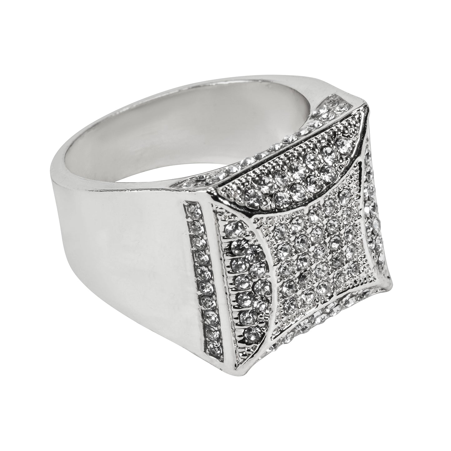 Mens One Size Iced Out Square Ring - HR-24