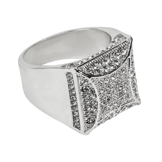 Mens One Size Iced Out Square Ring - HR-24