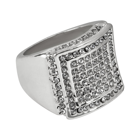 Mens One Size Iced Out Square Ring - HR-25