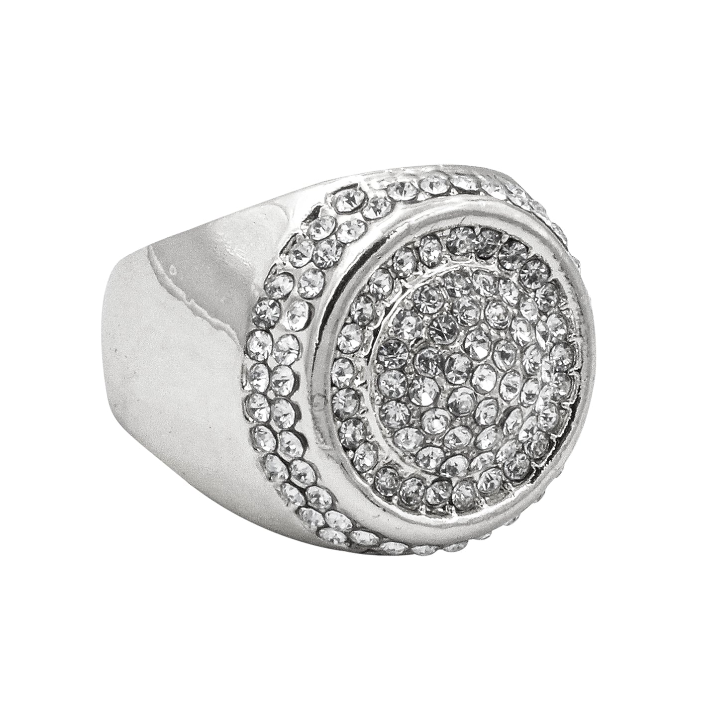 Mens One Size Iced Out Round Diamond Ring - HR-29
