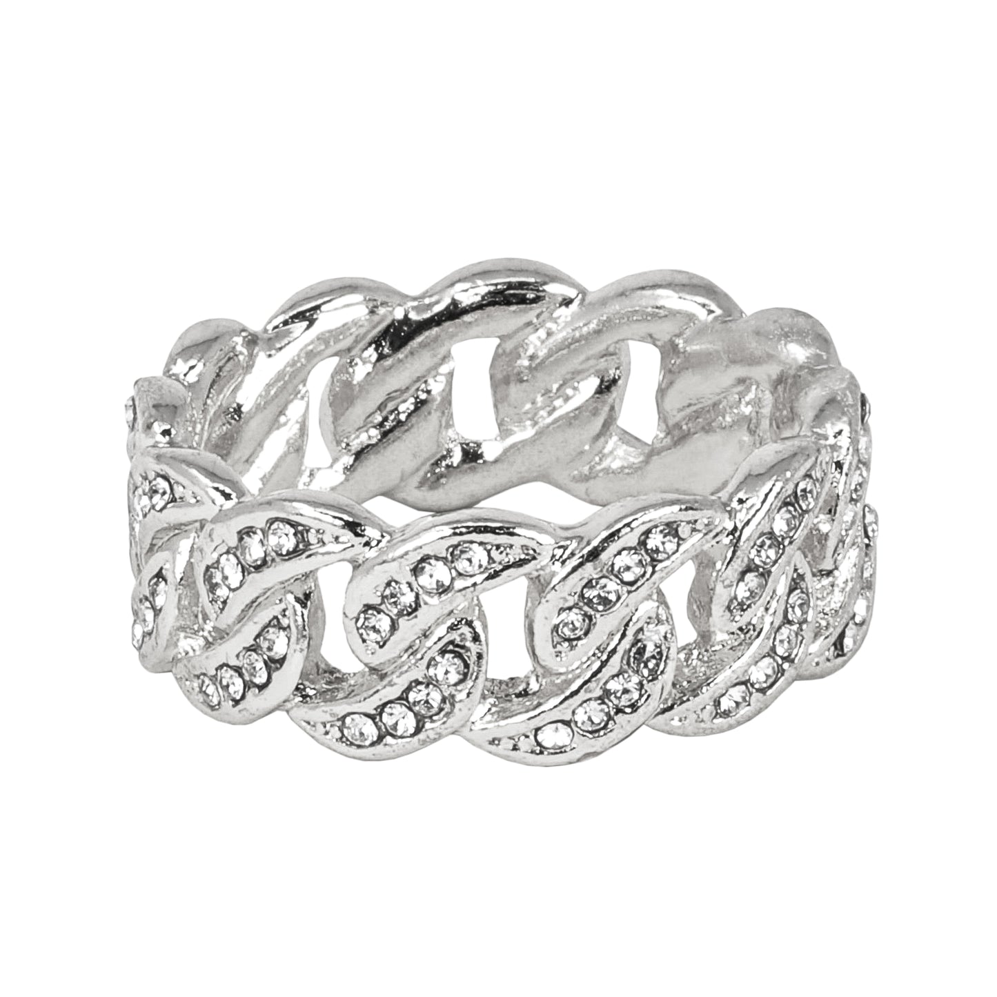 Mens One Size Iced Out Cuban Diamond Ring - HR-36