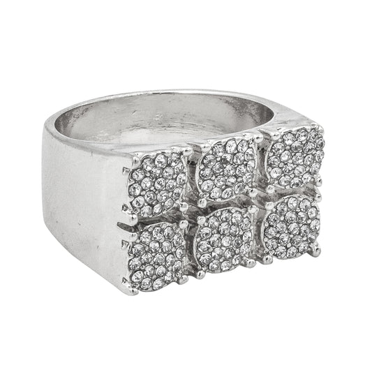 Mens One Size Iced Out Cluster Ring - HR-45