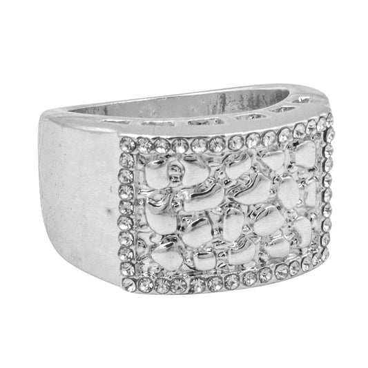 Mens One Size Iced Out Nugget Ring - HR-51