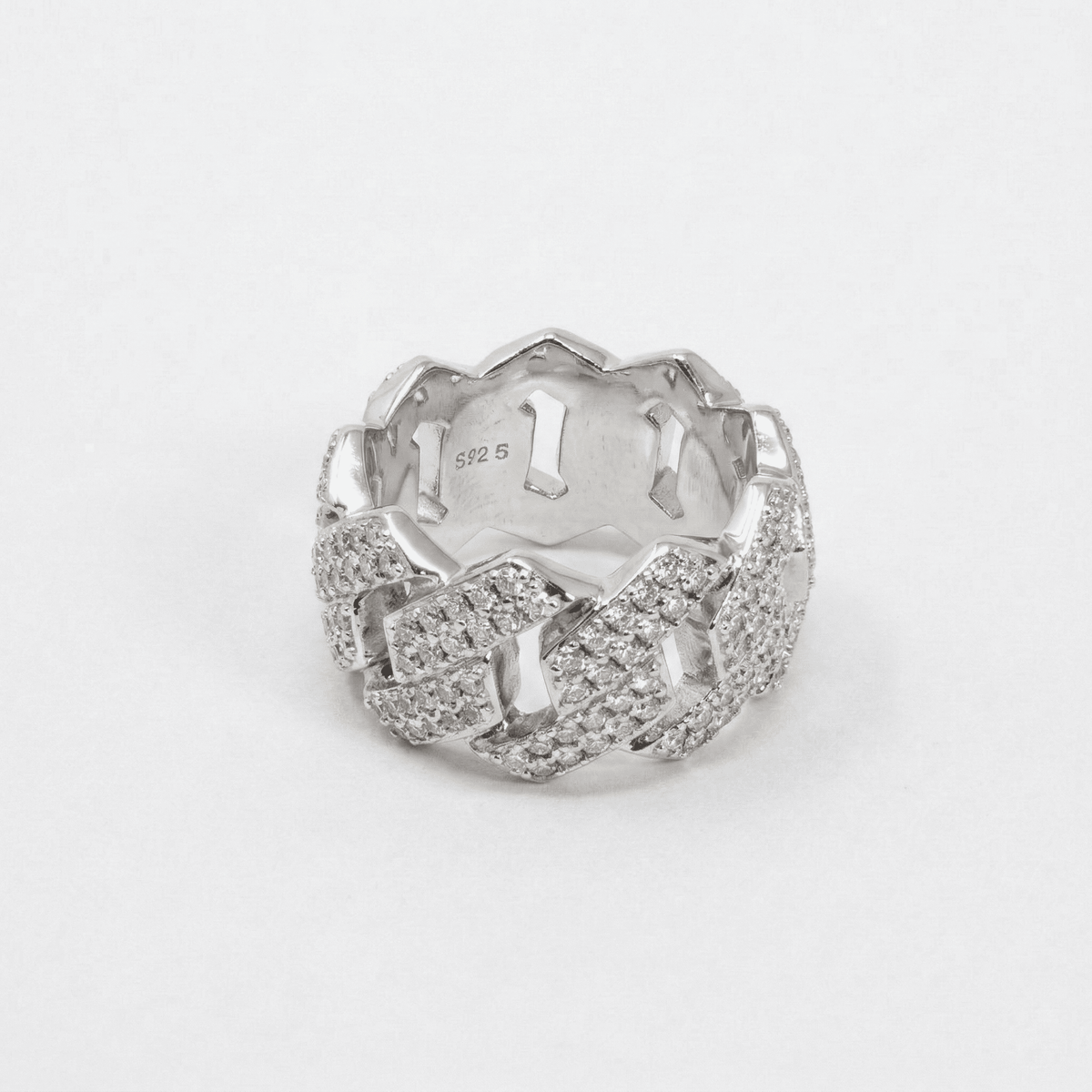 Iced Out 3.4CT Moissanite Cuban Link Ring in Premium Sterling Silver