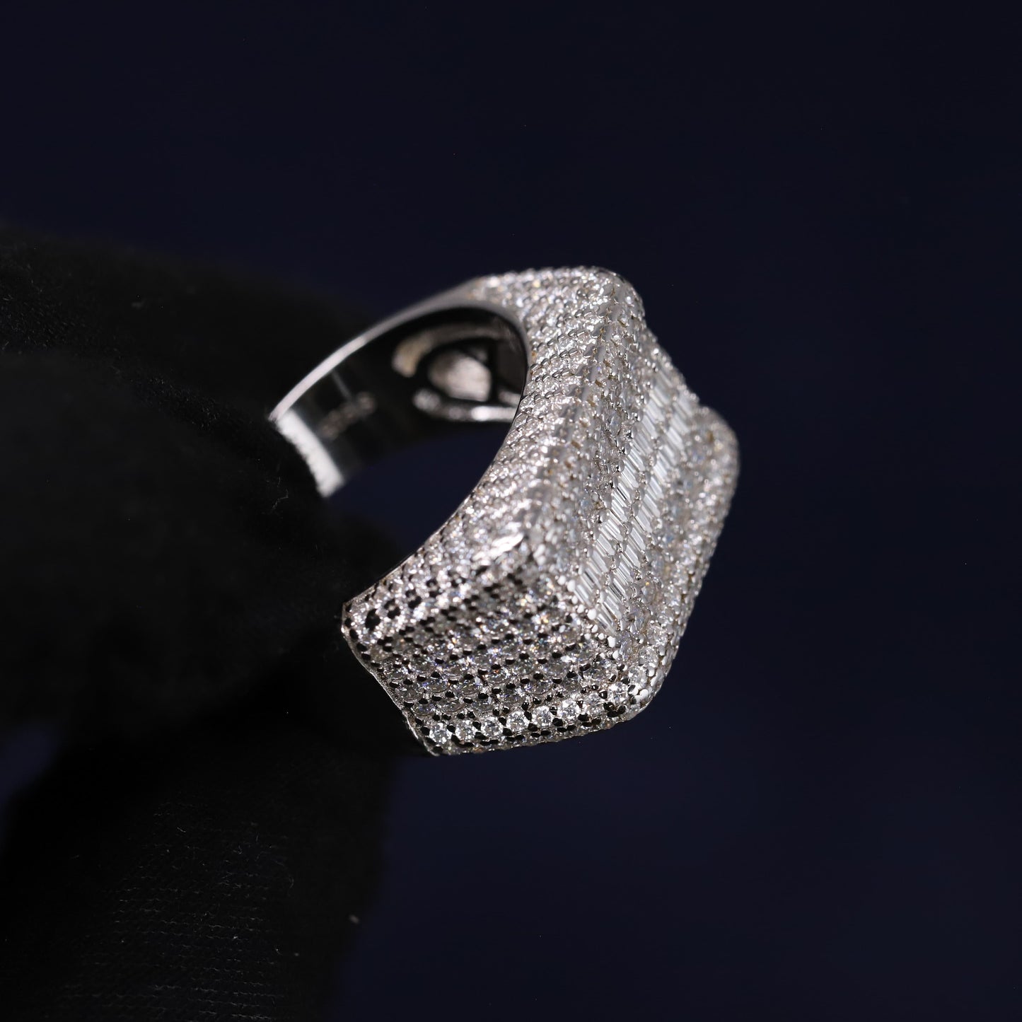 Iced Out 4.53CT Moissanite Baguette Band Ring in Premium Sterling Silver