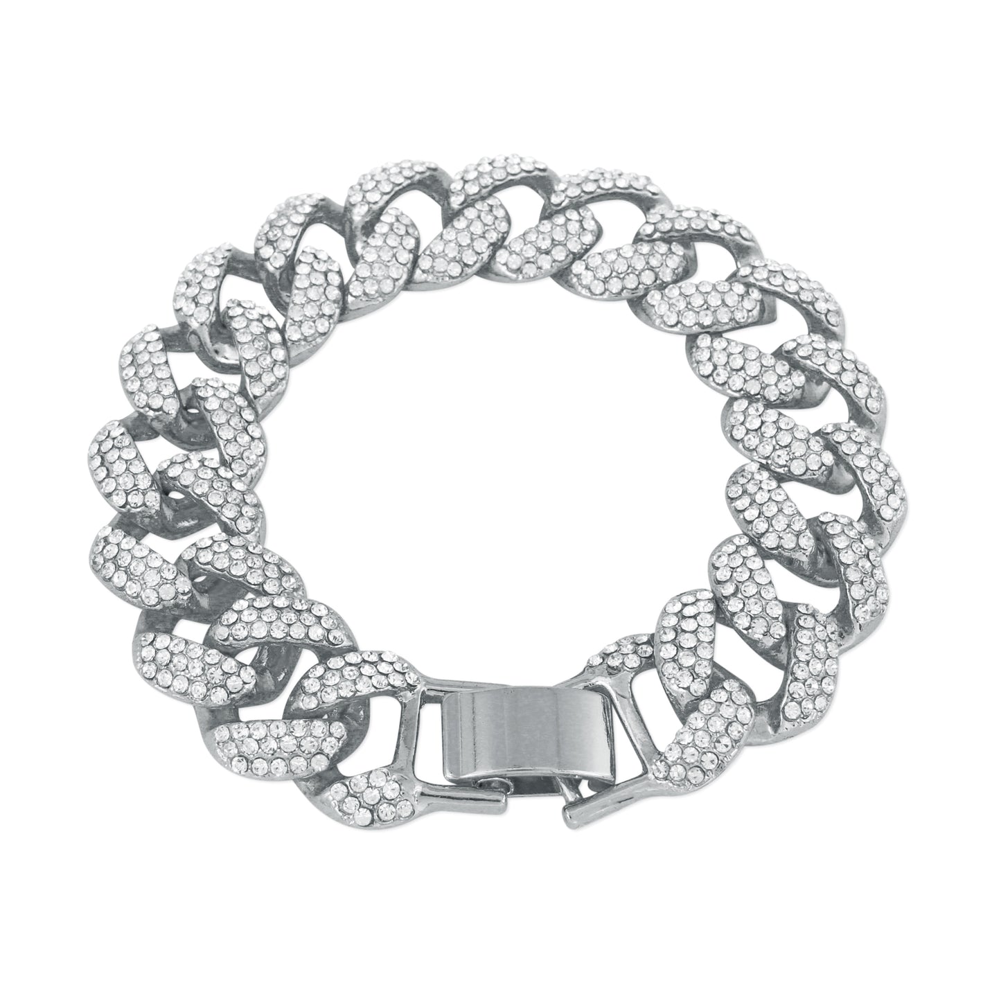 18mm Iced Curb Cuban Bracelet - HSCH-107-B