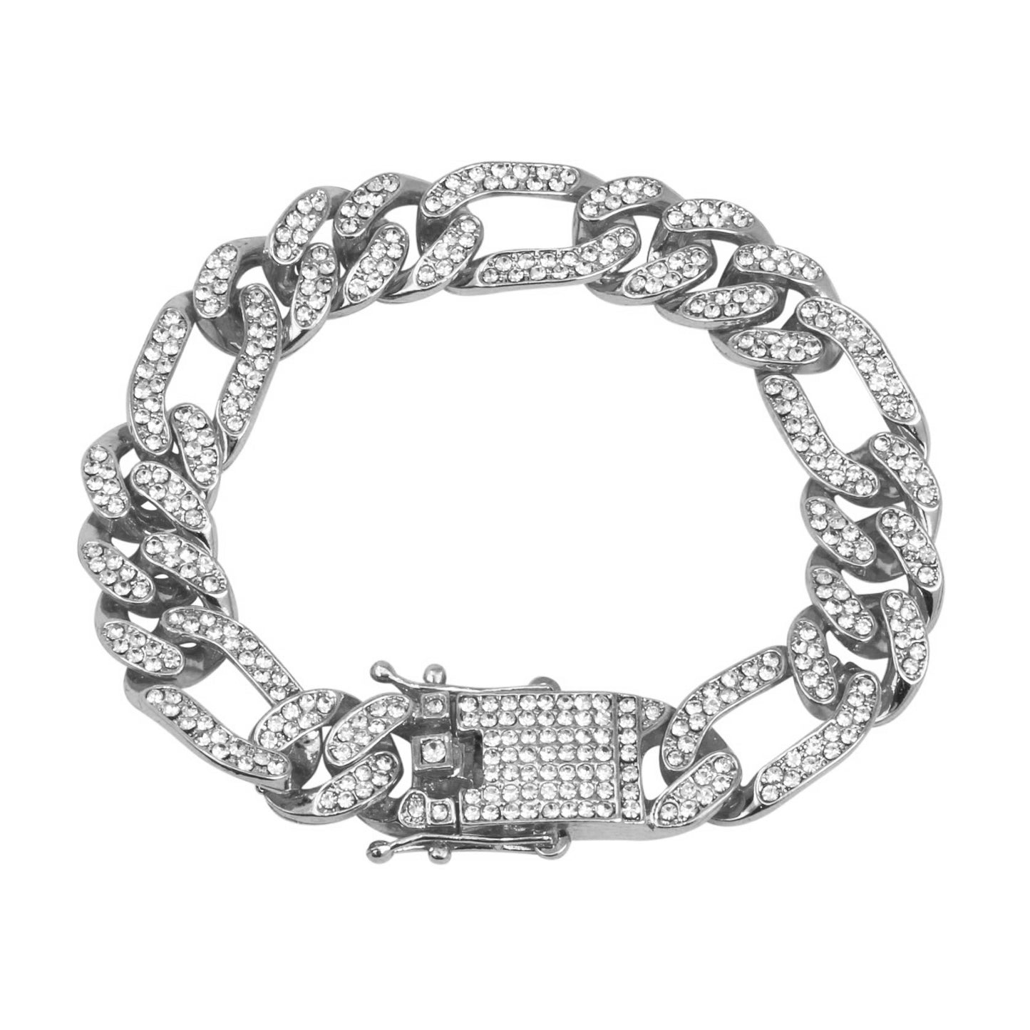 13mm Iced Figaro Bracelet - HSCH-127-B
