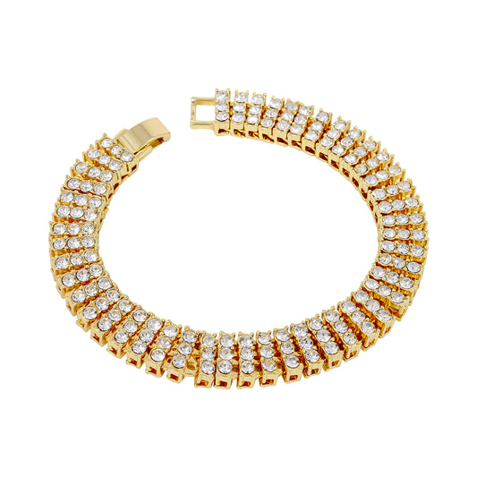 14mm 3-Row Tennis Bracelet (Round Stones) - HSCH-503-B