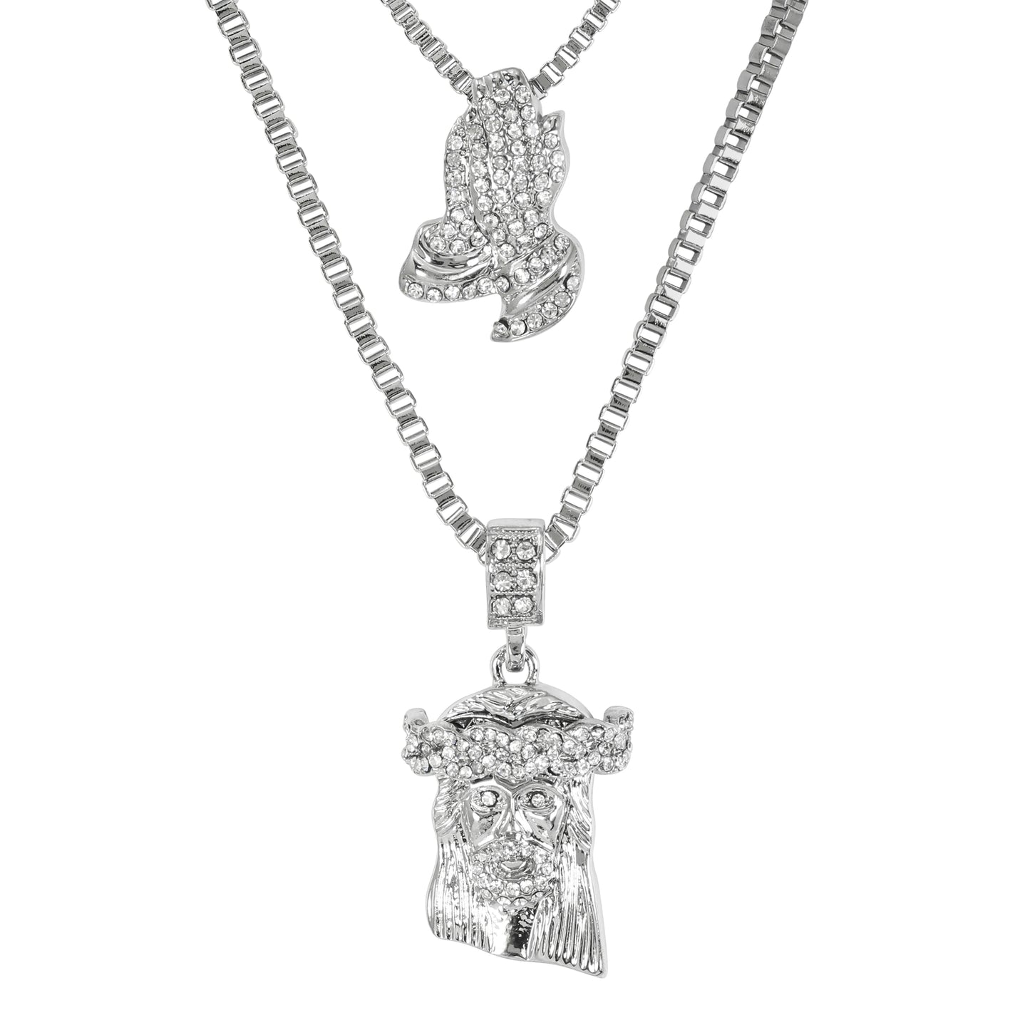 Iced Medium Pendant 2on Necklace Set - MHC-101