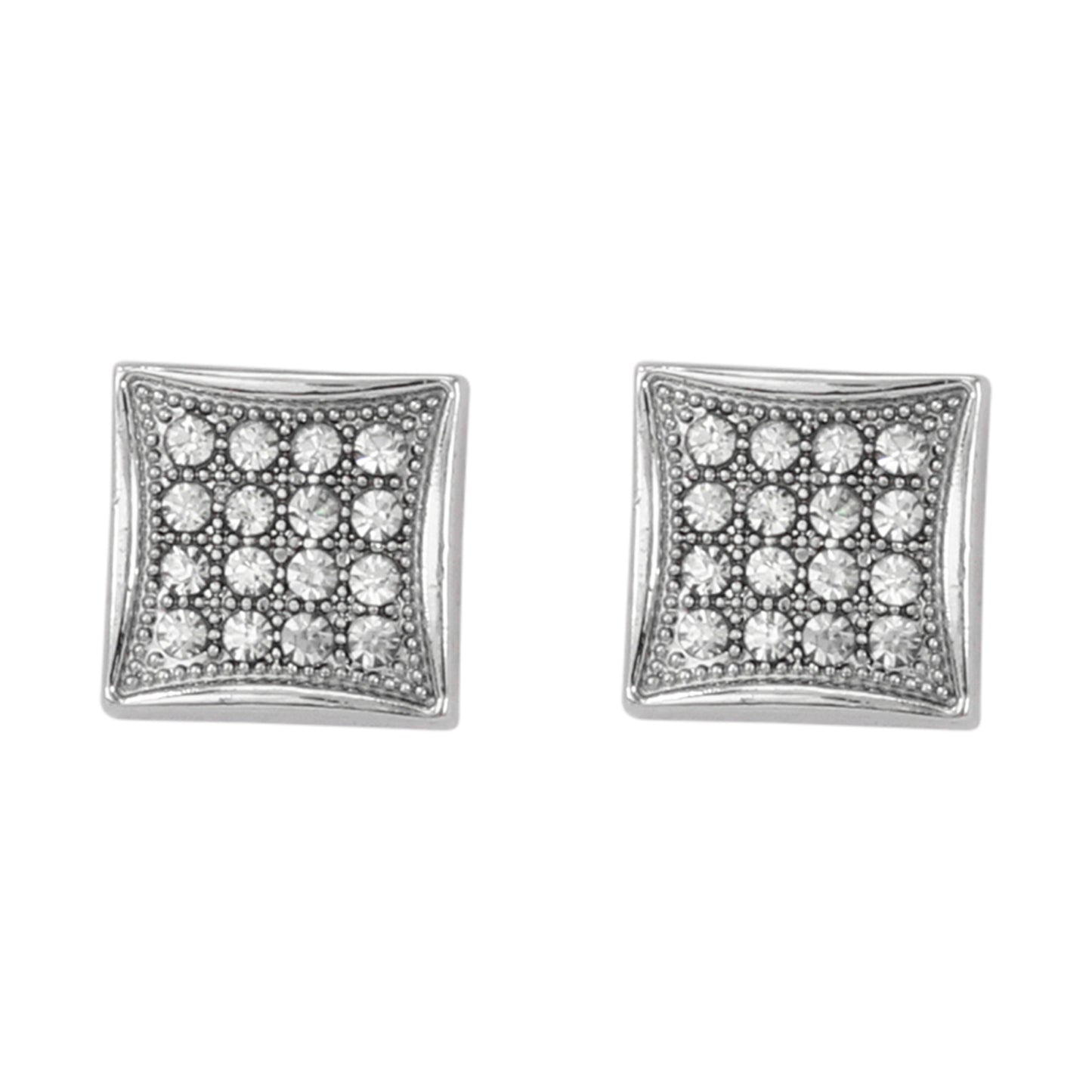 11mm Square Pave Earrings - MPC 116