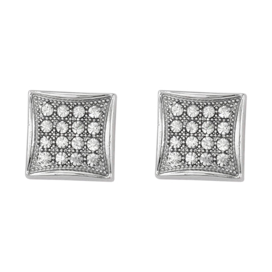 11mm Square Pave Earrings - MPC 116