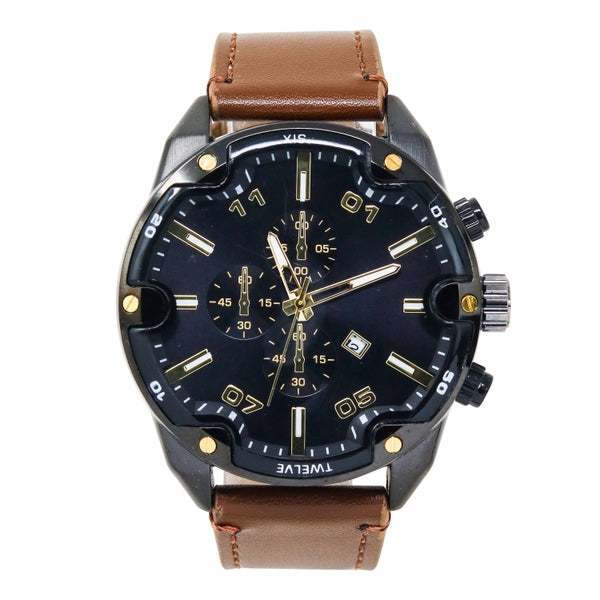 Mens Leather Band Watch - 10369-LB