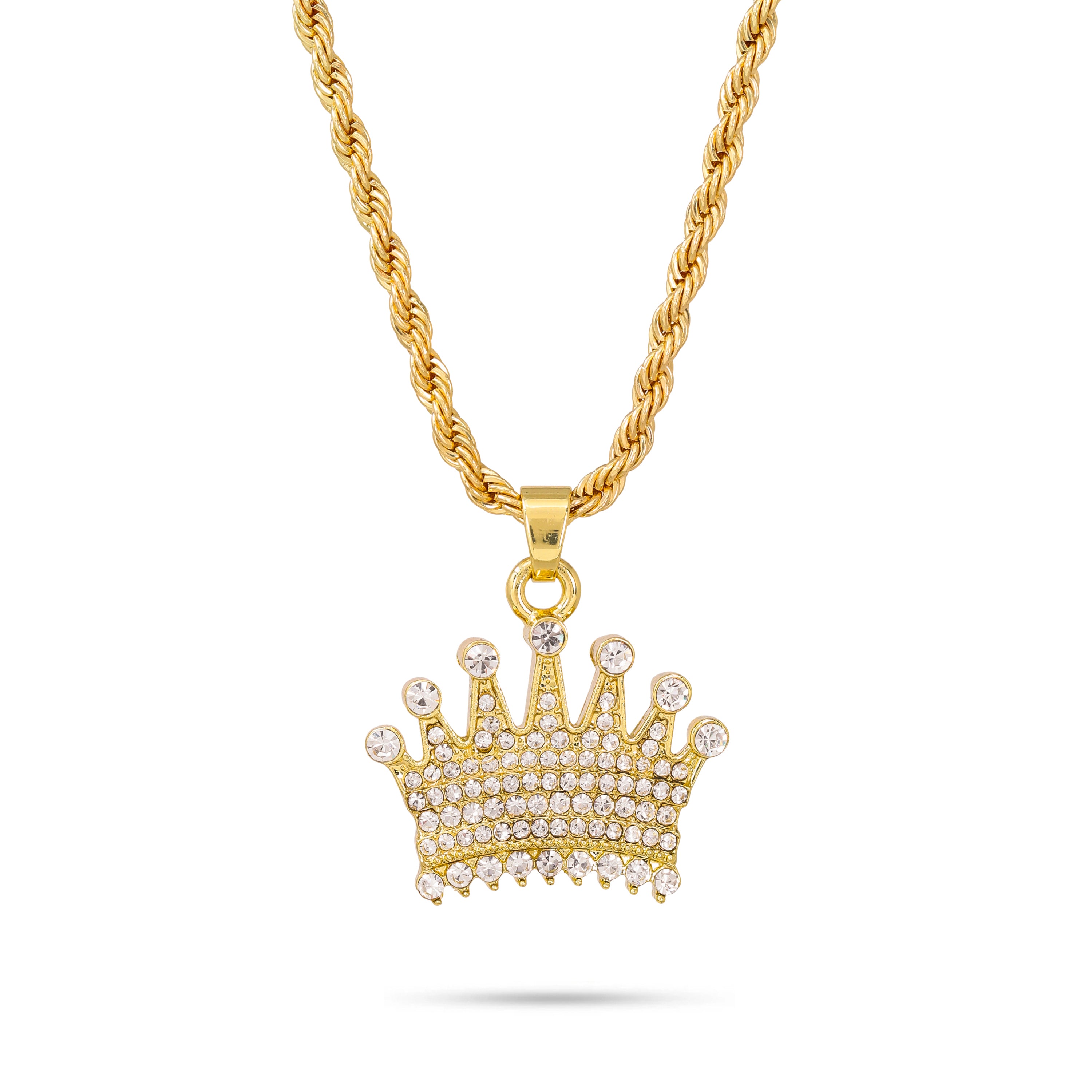 MINI ICED CROWN NECKLACE GOLD