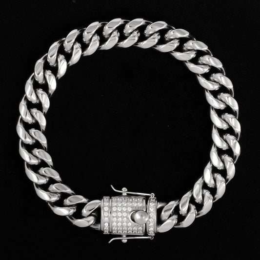 12mm Solid Cuban Bracelet - SCH-822-B