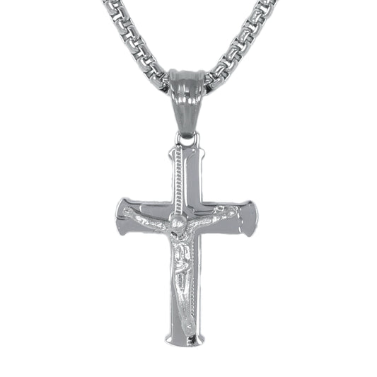 Mini Crucifix Necklace with 2.5mm Round Box Chain 24" - SCP-009