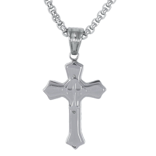 Mini Solid Cross Necklace with 2.5mm Round Box Chain 24" - SCP-011**