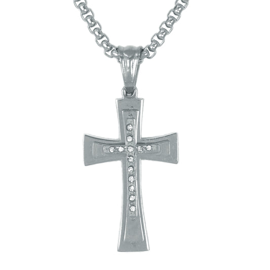 Mini Cross Necklace with 2.5mm Round Box Chain 24" - SCP-012
