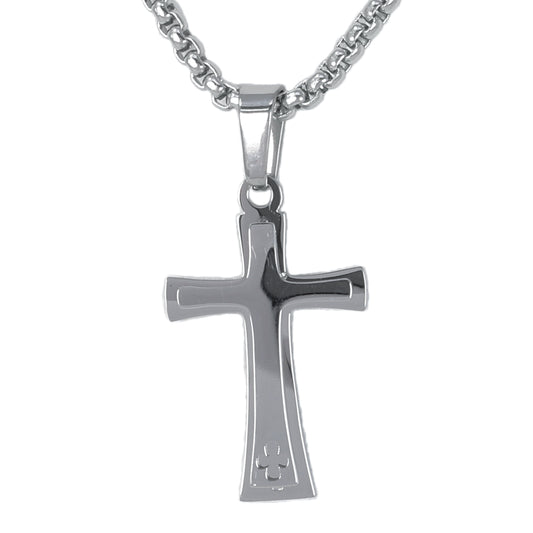 Mini Cross Necklace with 2.5mm Round Box Chain 24" - SCP-017