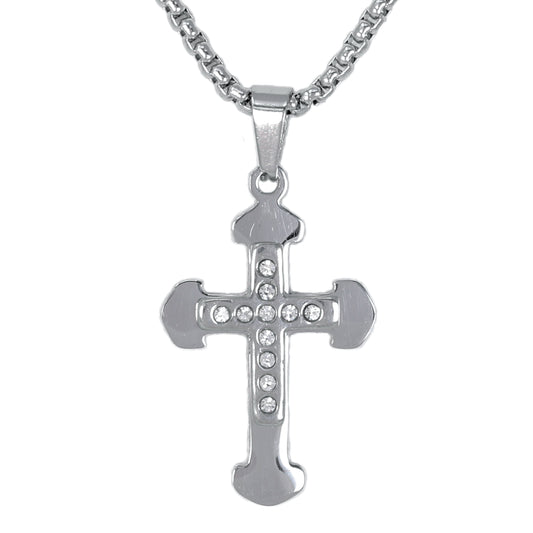 Mini Cross Necklace with 2.5mm Round Box Chain 24" - SCP-019