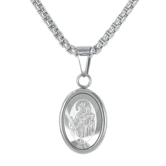 Mini Guadalupe Necklace with 2.5mm Round Box Chain 24" - SCP-031