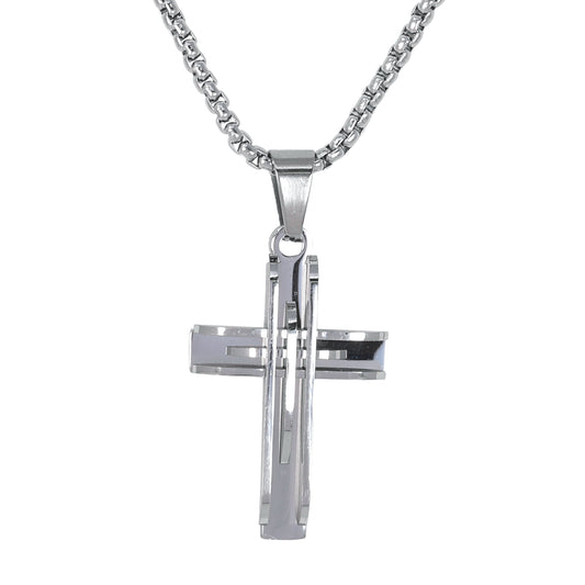 Mini Cross Necklace with 2.5mm Round Box Chain 24" - SCP-045