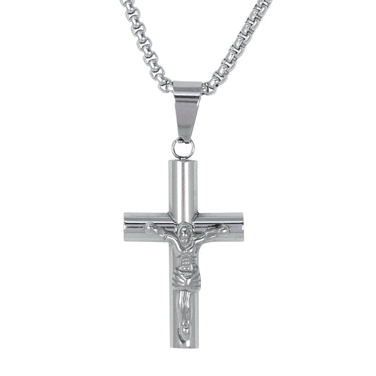 Mini Crucifix Necklace with 2.5mm Round Box Chain 24" - SCP-051**
