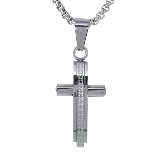 Mini Cross Necklace with 2.5mm Round Box Chain 24" - SCP-066