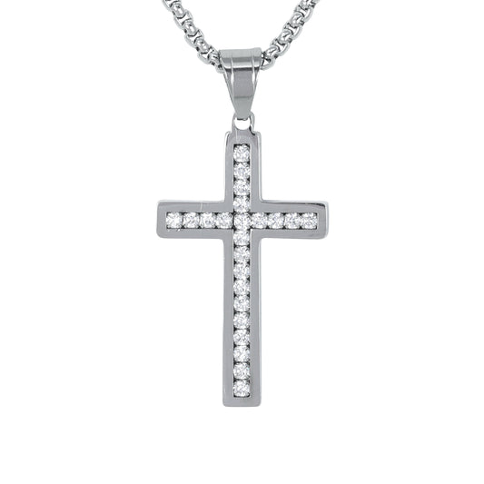 Mini Cross Necklace with 2.5mm Round Box Chain 24" - SCP-075