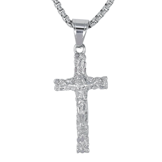 Mini Crucifix Necklace with 2.5mm Round Box Chain 24" - SCP-078**