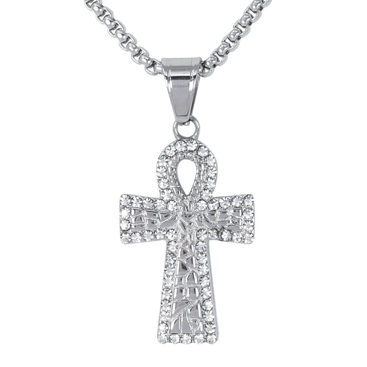 Mini Solid Cross Necklace with 2.5mm Round Box Chain 24" - SCP-081**