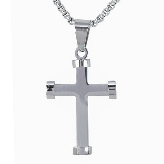 Mini Cross Necklace with 2.5mm Round Box Chain 24" - SCP-086