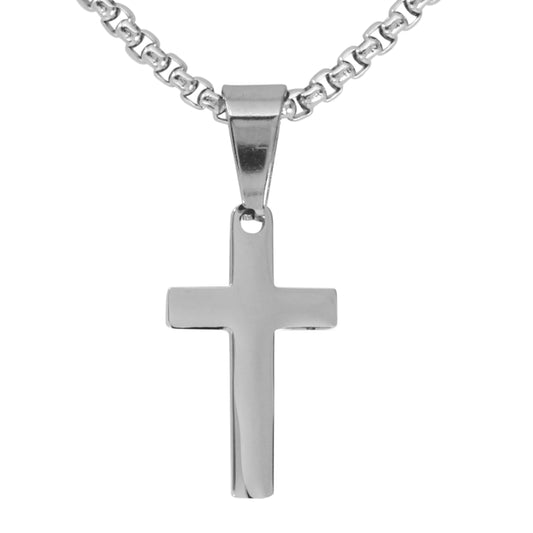 Mini Cross Necklace with 2.5mm Round Box Chain 24" - SCP-088