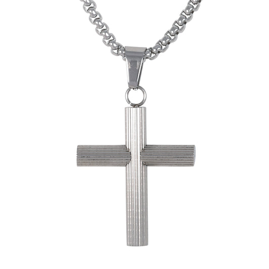 Medium Cross Necklace with 3mm Round Box Chain 24" - SCP-130**