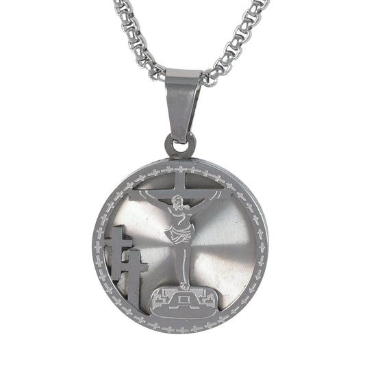 Medium Cross Necklace with 3mm Round Box Chain 24" - SCP-165**