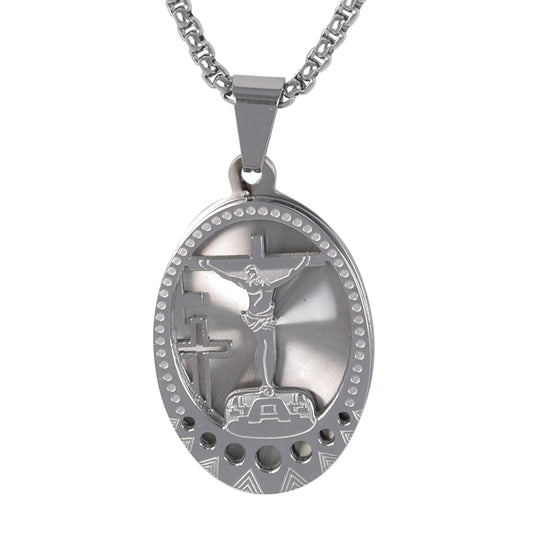 Medium Cross Necklace with 3mm Round Box Chain 24" - SCP-166**